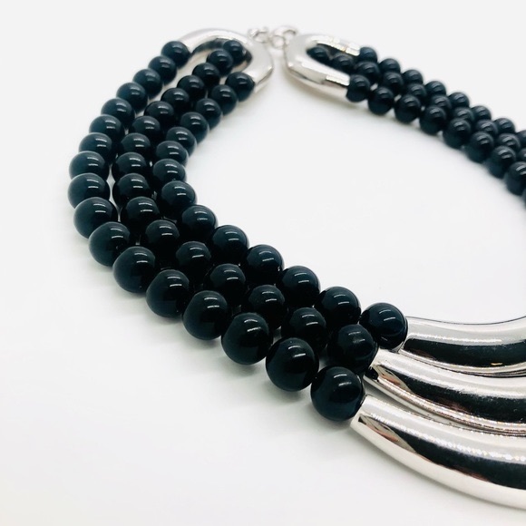Vintage Designer ALEXIS KIRK Modernist Black Statement Necklace - Picture 8 of 16